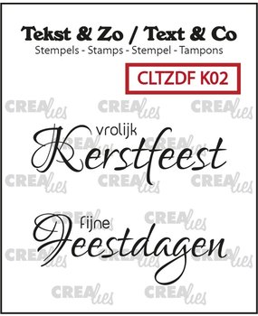 Crealies Tekst & Zo Duo Vrolijk Kerstfeest, Fijne Feestdagen (CLTZDFK02)