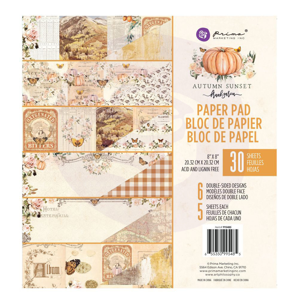 Prima Marketing Inc Autumn Sunset 8x8 Inch Paper Pad (995485) Prima Marketing Inc Autumn Sunset 8x8 Inch Paper Pad (995485)