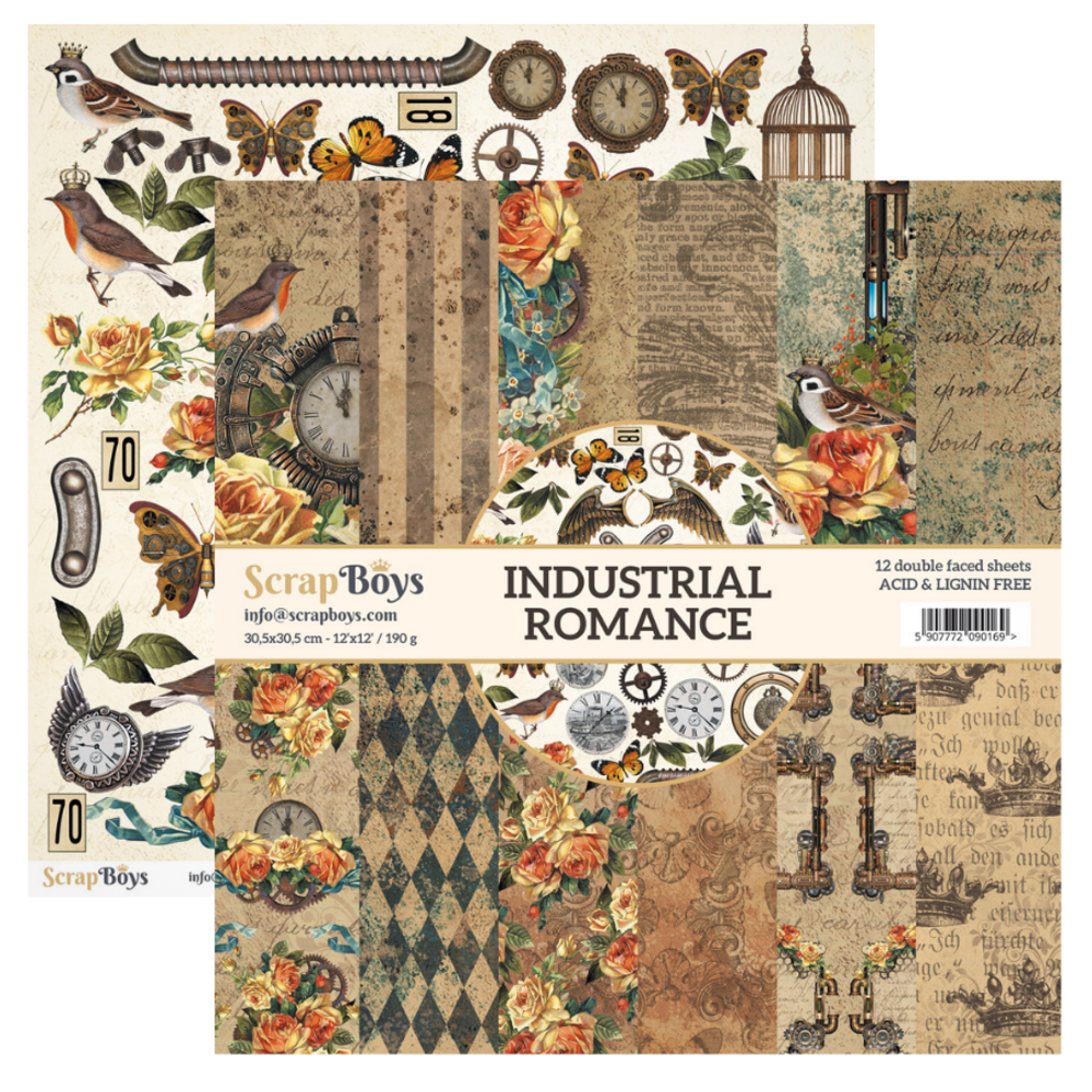 ScrapBoys Industrial Romance 12x12 Inch Paper Set (INRO-08) ScrapBoys Industrial Romance 12x12 Inch Paper Set (INRO-08)