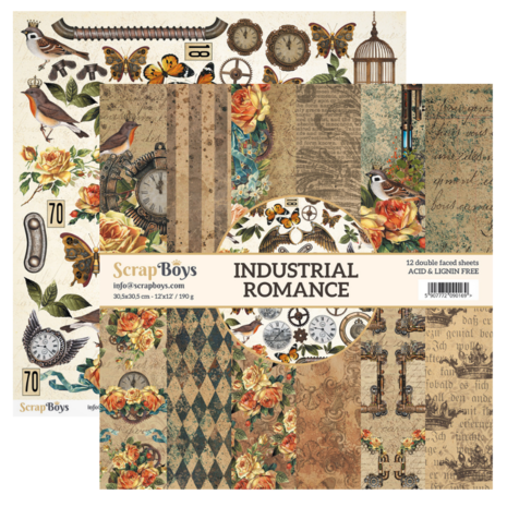ScrapBoys Industrial Romance 12x12 Inch Paper Set (INRO-08) ScrapBoys Industrial Romance 12x12 Inch Paper Set (INRO-08)