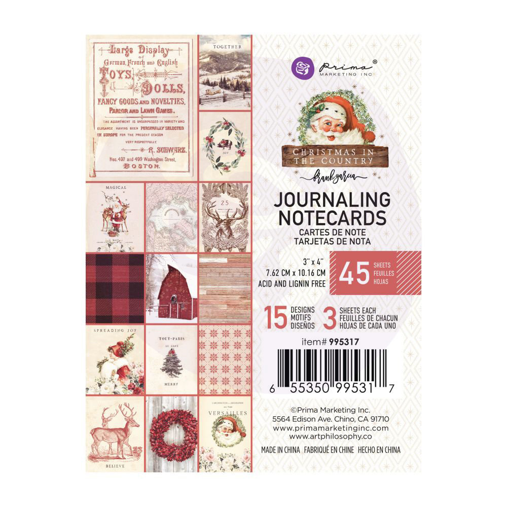 Prima Marketing Inc Christmas In The Country 3x4 Inch Journaling Cards (995317) Prima Marketing Inc Christmas In The Country 3x4 Inch Journaling Cards (995317)