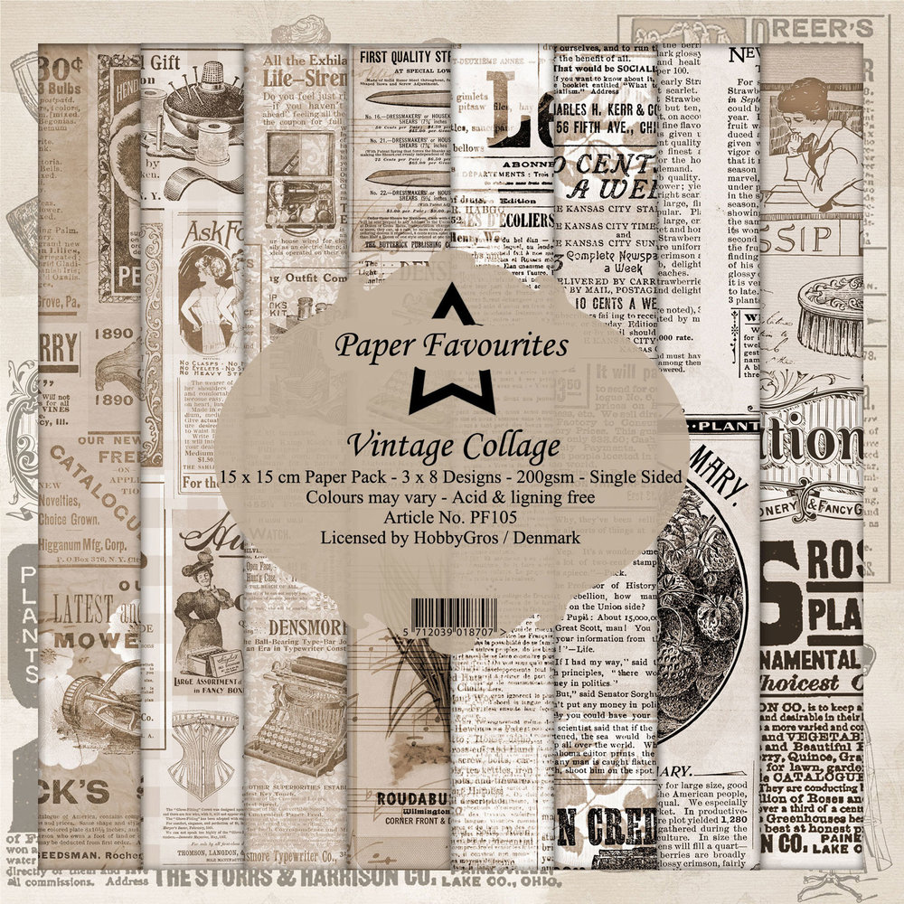 Paper Favourites Vintage Collage 6x6 Inch Paper Pack (PF105)
