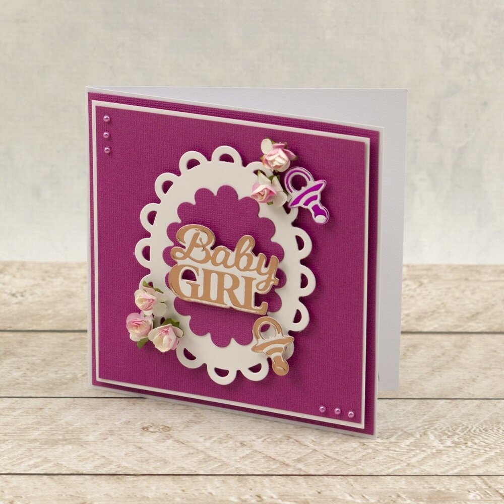 Couture Creations Baby Girl Sentiment Mini Cut, Foil & Emboss Die (CO726715) Couture Creations Baby Girl Sentiment Mini Cut, Foil & Emboss Die (CO726715)