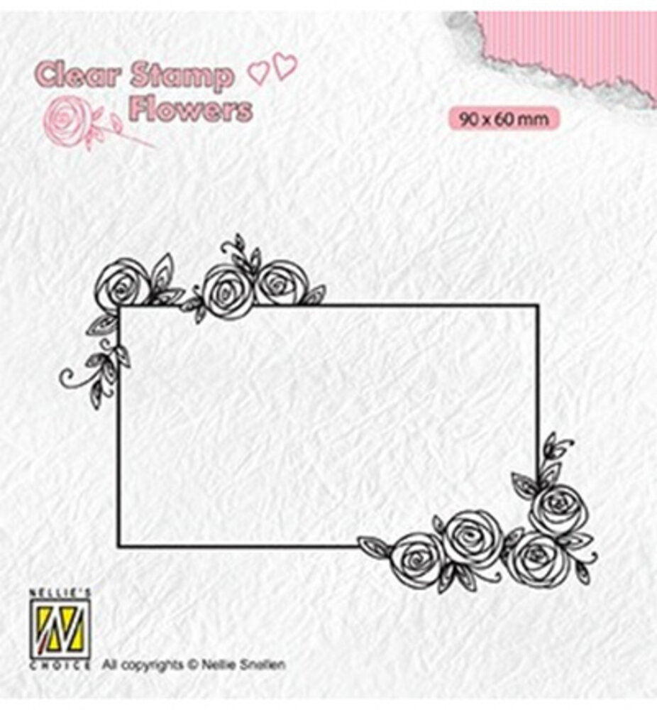 Nellie Snellen Rectangle Frame With Roses Clear Stamp (FLO019) Nellie Snellen Rectangle Frame With Roses Clear Stamp (FLO019)