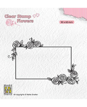 Nellie Snellen Rectangle Frame With Roses Clear Stamp (FLO019) Nellie Snellen Rectangle Frame With Roses Clear Stamp (FLO019)