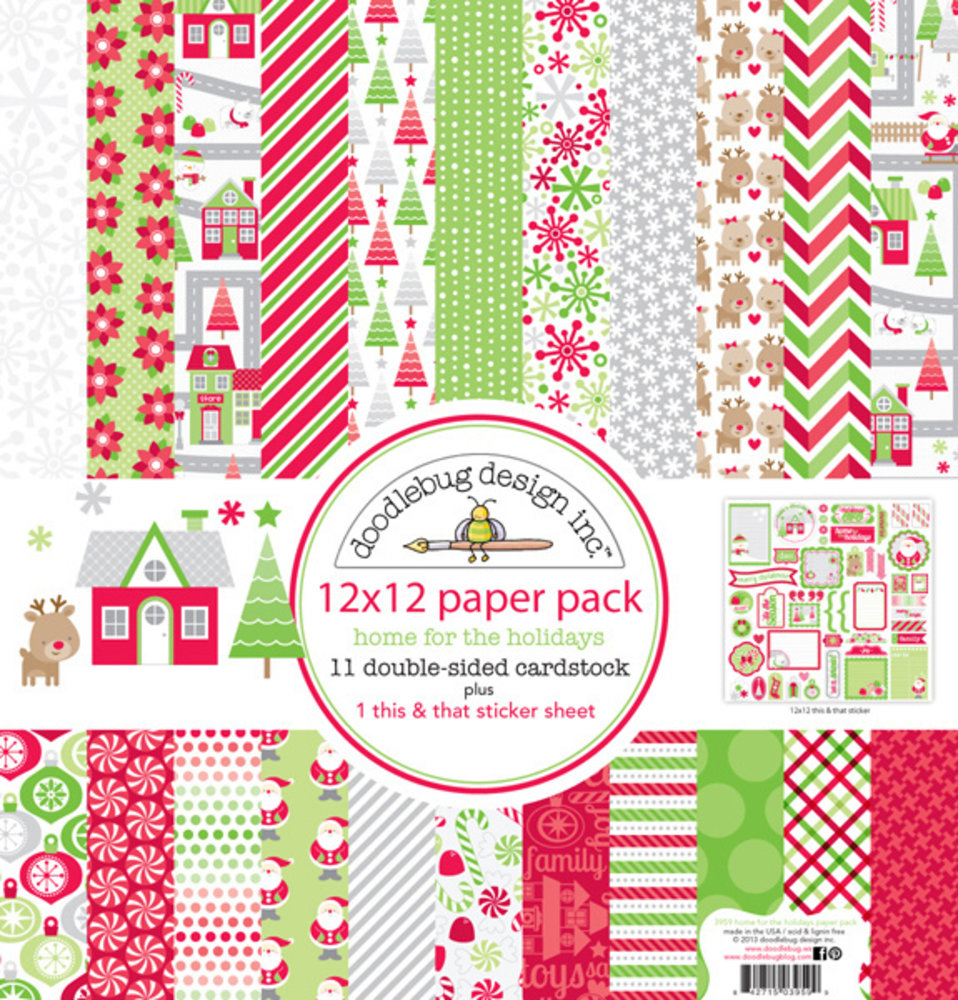 Doodlebug Design Inc. Home for the Holidays 12x12 Inch Paper Pack (3959)