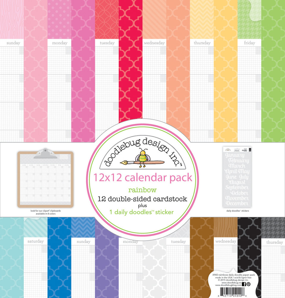 Doodlebug Design Inc. Daily Doodles 12x12 Inch Calendar Sheets Rainbow (4940) Doodlebug Design Inc. Daily Doodles 12x12 Inch Calendar Sheets Rainbow (4940)