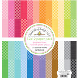 Doodlebug Design Inc. Rainbow 12x12 Inch Gingham-Linen Petite Print Paper Pack (5447)