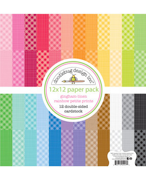Doodlebug Design Inc. Rainbow 12x12 Inch Gingham-Linen Petite Print Paper Pack (5447)
