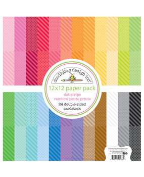 Doodlebug Design Inc. Dot-Stripe Rainbow 12x12 Inch Petite Prints Paper Pack (6133)