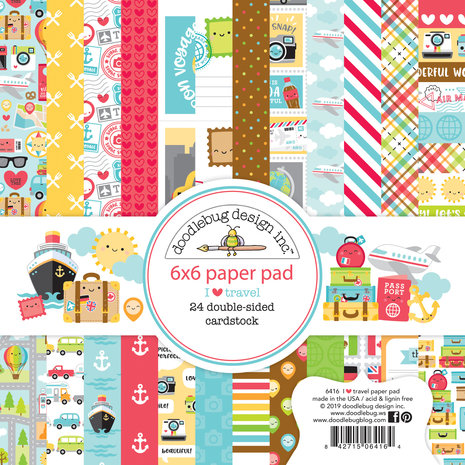 Doodlebug Design Inc. I Love Travel 6x6 Inch Paper Pad (6416) Doodlebug Design Inc. I Love Travel 6x6 Inch Paper Pad (6416)