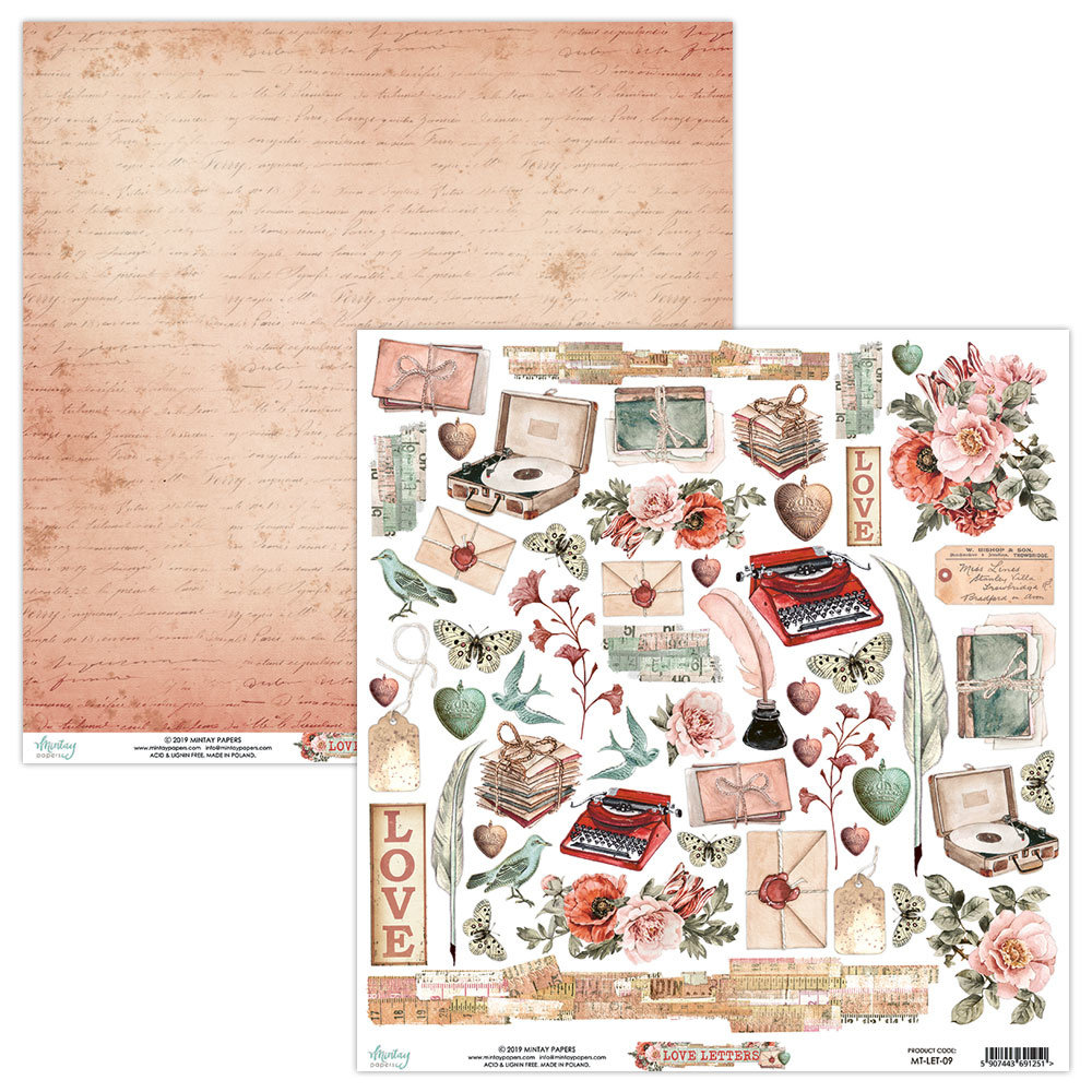 Mintay Love Letters 12x12 Inch Scrapbooking Paper Set (MT-LET-07) Mintay Love Letters 12x12 Inch Scrapbooking Paper Set (MT-LET-07)
