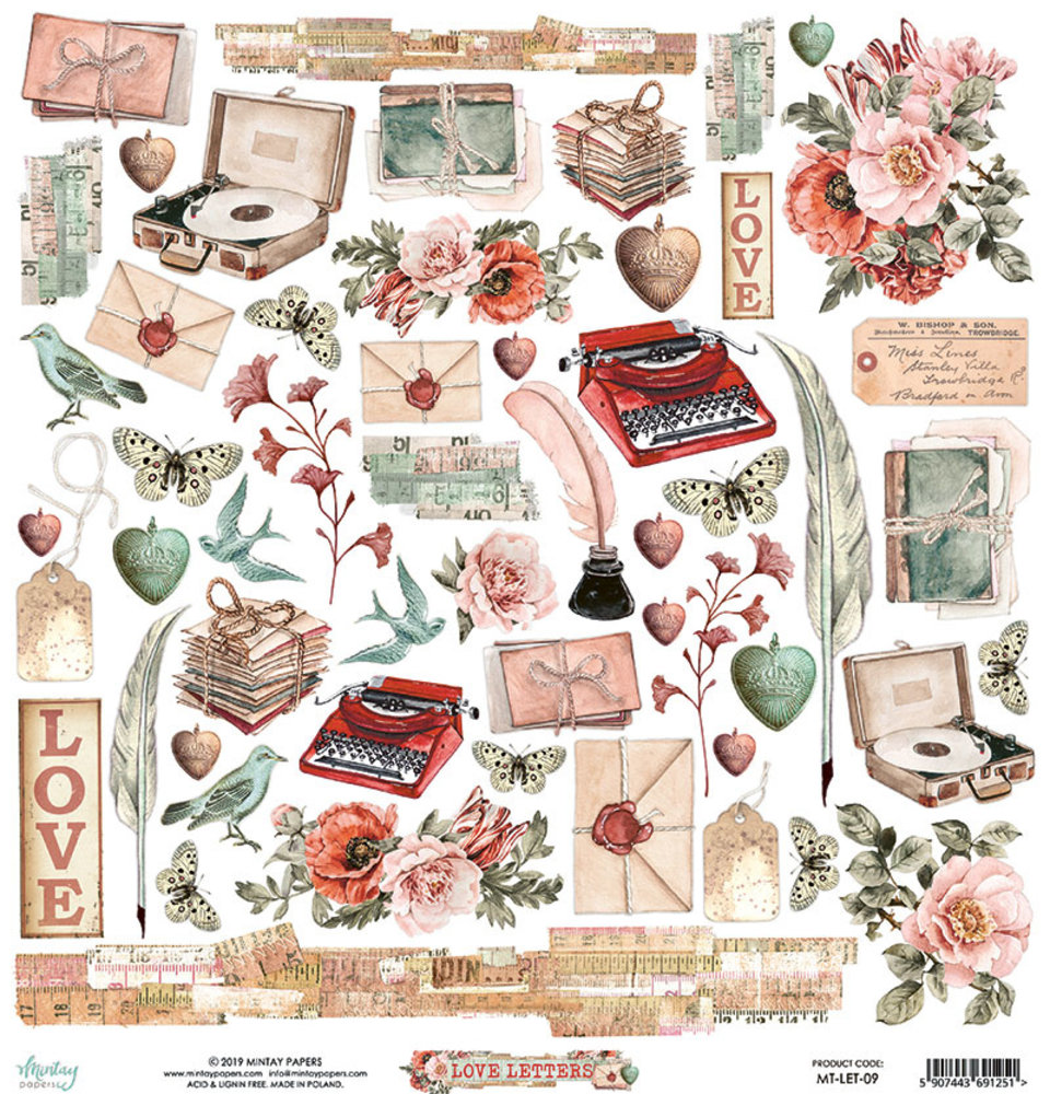 Mintay Love Letters 12x12 Inch Scrapbooking Paper Set (MT-LET-07) Mintay Love Letters 12x12 Inch Scrapbooking Paper Set (MT-LET-07)