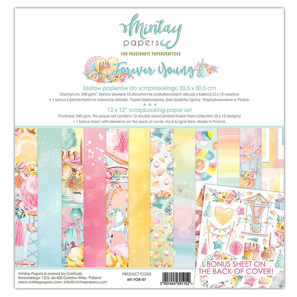 Mintay Forever Young 12x12 Inch Scrapbooking Paper Set (MT-FOR-07)