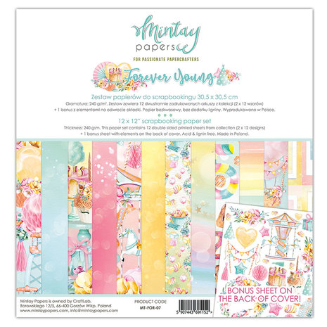 Mintay Forever Young 12x12 Inch Scrapbooking Paper Set (MT-FOR-07)