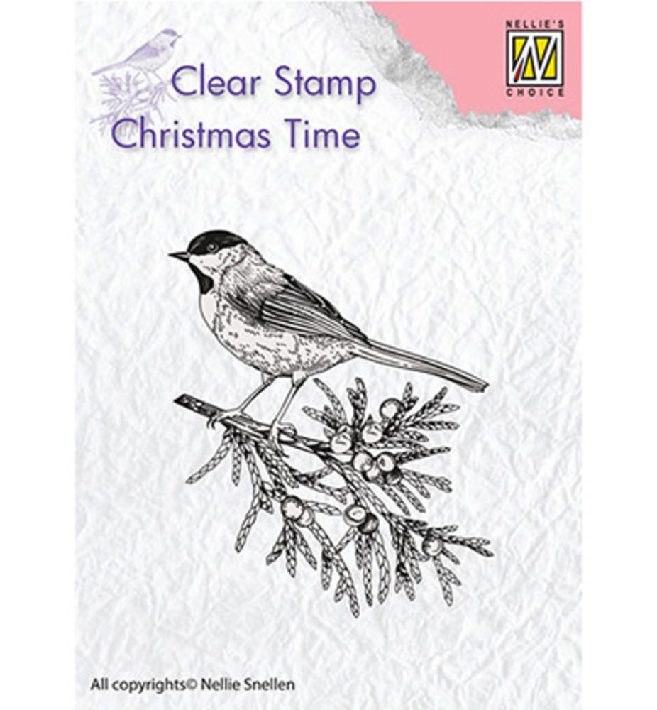 Nellie Snellen Conifer Branch With Bird Clear Stamp (CT023)