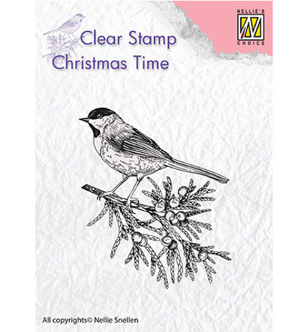 Nellie Snellen Conifer Branch With Bird Clear Stamp (CT023)