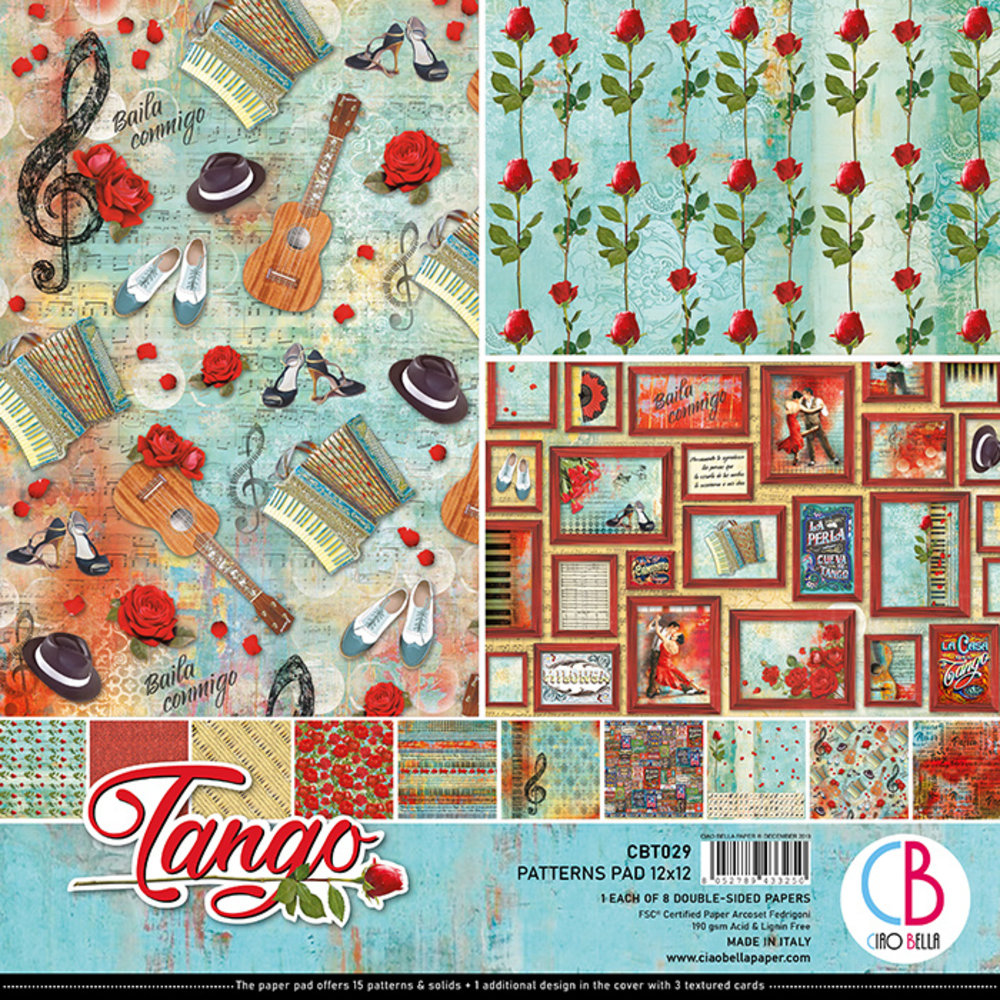 Ciao Bella Papercrafting Tango 12x12 Inch Patterns Pad (CBT029) Ciao Bella Papercrafting Tango 12x12 Inch Patterns Pad (CBT029)