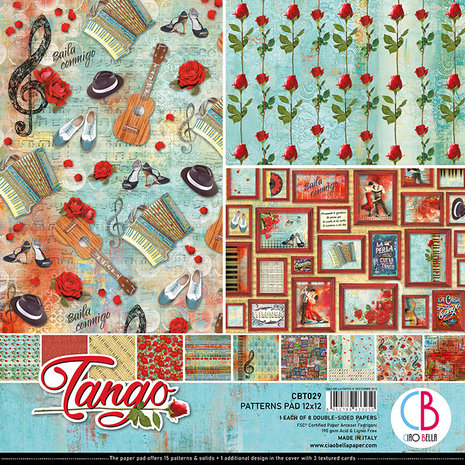 Ciao Bella Papercrafting Tango 12x12 Inch Patterns Pad (CBT029) Ciao Bella Papercrafting Tango 12x12 Inch Patterns Pad (CBT029)