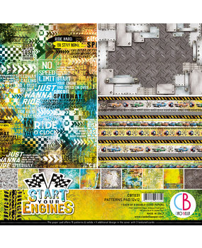 Ciao Bella Papercrafting Start Your Engines 12x12 Inch Patterns Pad (CBT031) Ciao Bella Papercrafting Start Your Engines 12x12 Inch Patterns Pad (CBT031)