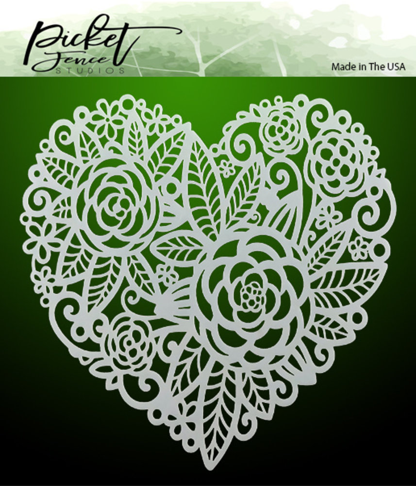Picket Fence Studios Flowers in a Heart Stencil (SC-151) Picket Fence Studios Flowers in a Heart Stencil (SC-151)