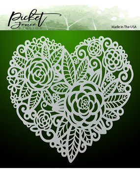 Picket Fence Studios Flowers in a Heart Stencil (SC-151)