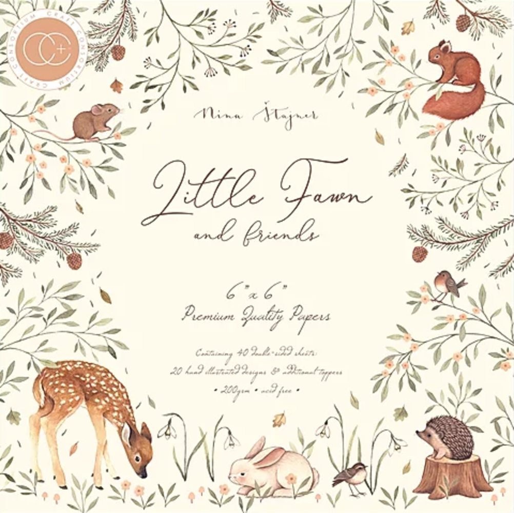 Craft Consortium Little Fawn & Friends 6x6 Inch Paper Pad (CCPPAD008B)