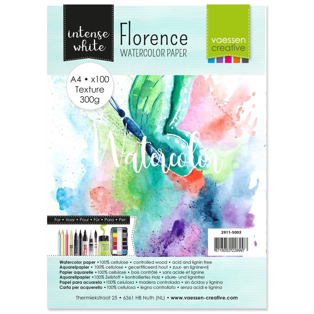 Vaessen Creative Florance Texture Intense Aquarelpapier A4 100pcs (2911-5003) Vaessen Creative Florance Texture Intense Aquarelpapier A4 100pcs (2911-5003)
