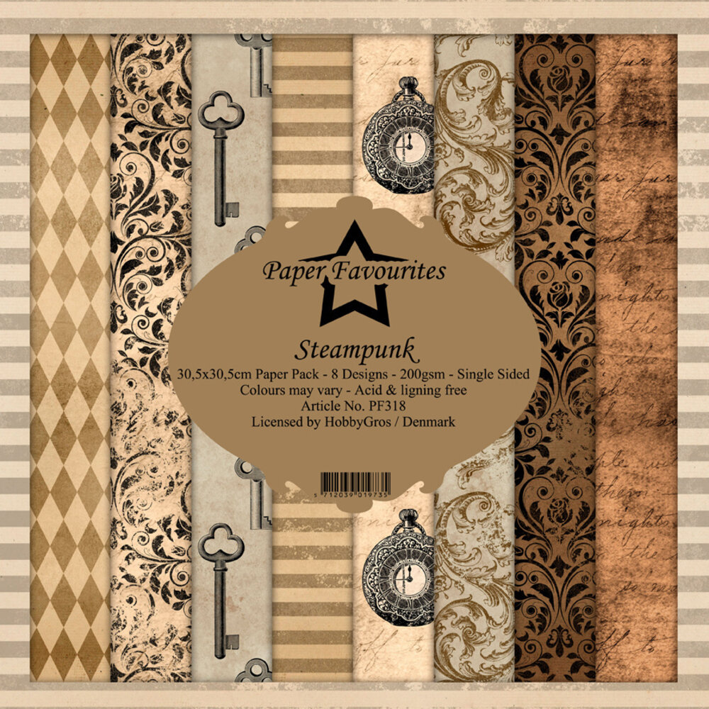 Paper Favourites Steampunk 12x12 Inch Paper Pack (PF318)