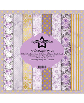 Paper Favourites Gold Purple Roses 12x12 Inch Paper Pack (PF319) Paper Favourites Gold Purple Roses 12x12 Inch Paper Pack (PF319)