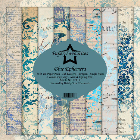 Paper Favourites Blue Ephemera 6x6 Inch Paper Pack (PF117)