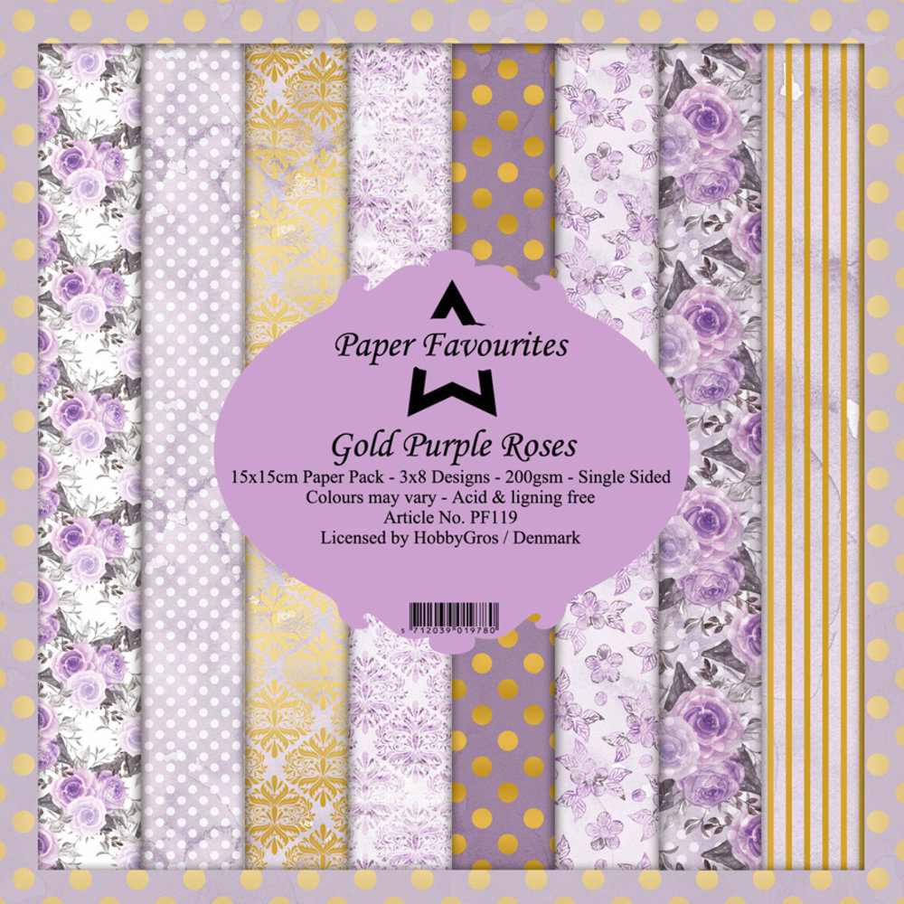 Paper Favourites Gold Purple Roses 6x6 Inch Paper Pack (PF119) Paper Favourites Gold Purple Roses 6x6 Inch Paper Pack (PF119)