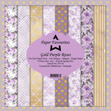 Paper Favourites Gold Purple Roses 6x6 Inch Paper Pack (PF119)