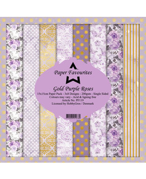 Paper Favourites Gold Purple Roses 6x6 Inch Paper Pack (PF119)