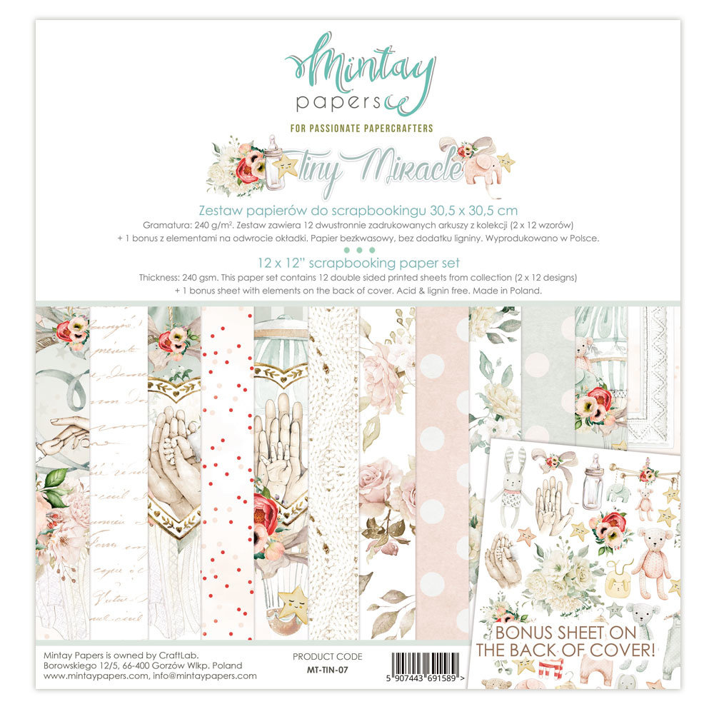 Mintay Tiny Miracle 12x12 Inch Scrapbooking Paper Set (MT-TIN-07) Mintay Tiny Miracle 12x12 Inch Scrapbooking Paper Set (MT-TIN-07)