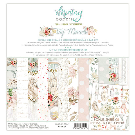 Mintay Tiny Miracle 12x12 Inch Scrapbooking Paper Set (MT-TIN-07) Mintay Tiny Miracle 12x12 Inch Scrapbooking Paper Set (MT-TIN-07)