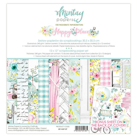 Mintay Happy Place 12x12 Inch Scrapbooking Paper Set (MT-HAP-07)
