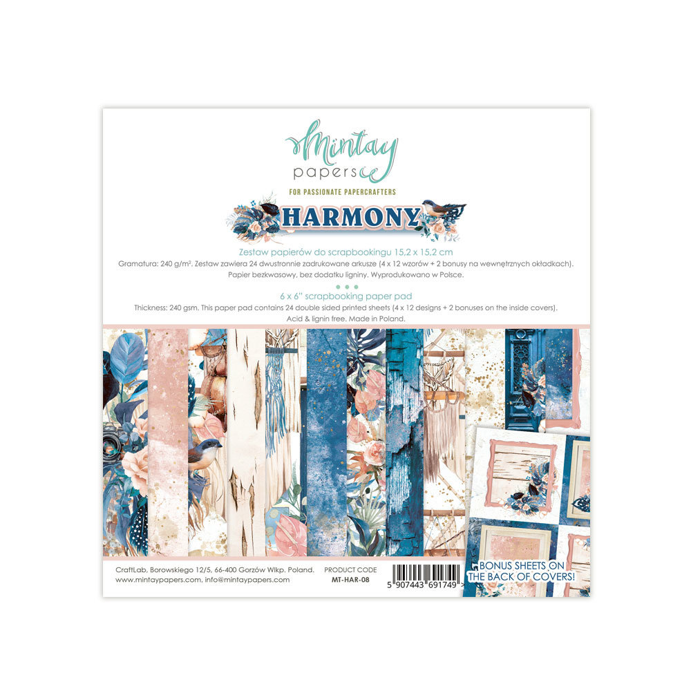 Mintay Harmony 6x6 Inch Scrapbooking Paper Pad (MT-HAR-08) Mintay Harmony 6x6 Inch Scrapbooking Paper Pad (MT-HAR-08)