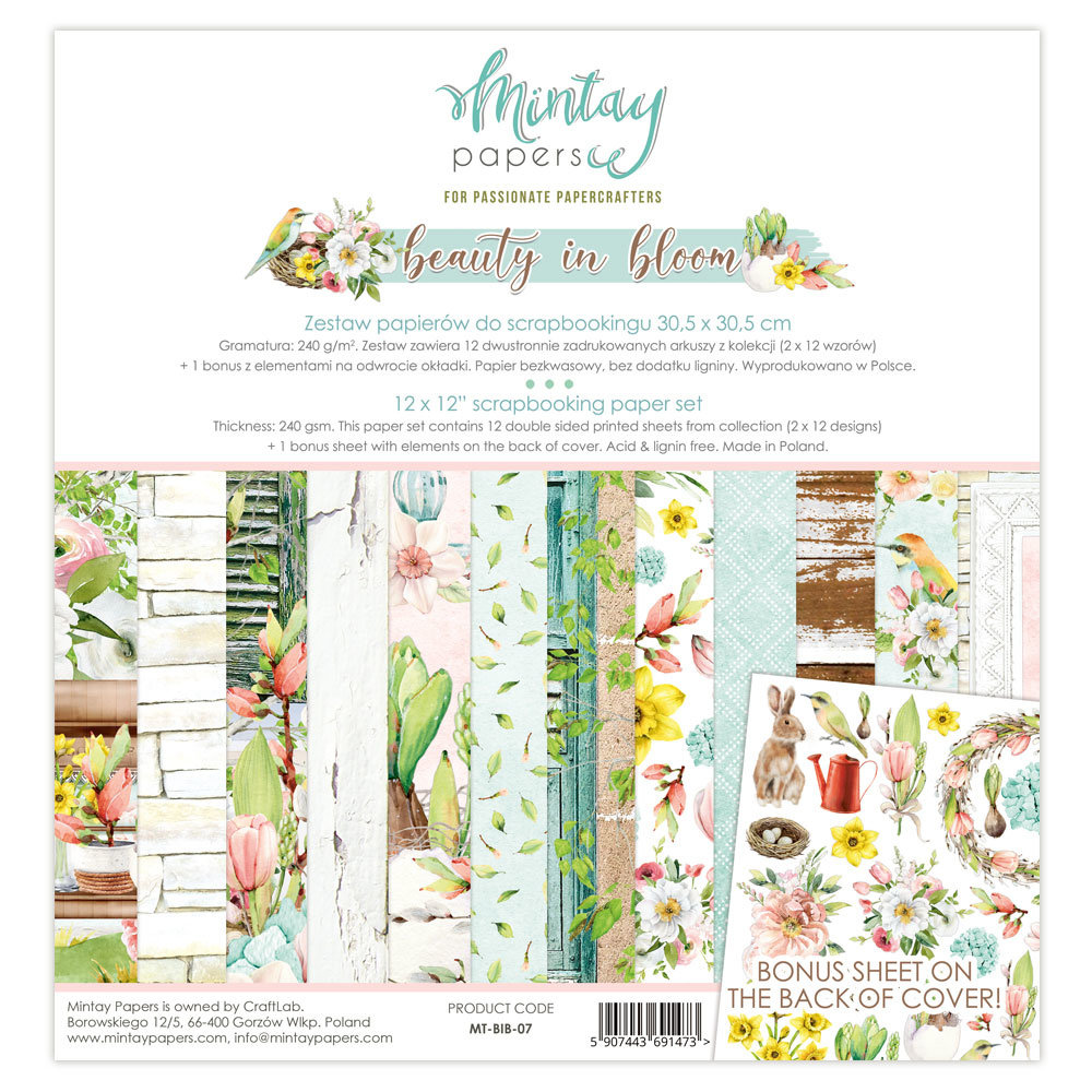 Mintay Beauty in Bloom 12x12 Inch Scrapbooking Paper Set (MT-BIB-07)