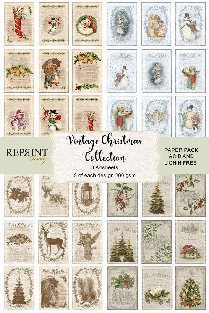 Reprint Vintage Christmas Cutouts A4 Paper Pack (RKP001)