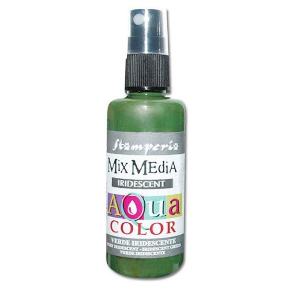Stamperia Aquacolor Spray 60ml Iridescent Green (KAQ034) Stamperia Aquacolor Spray 60ml Iridescent Green (KAQ034)