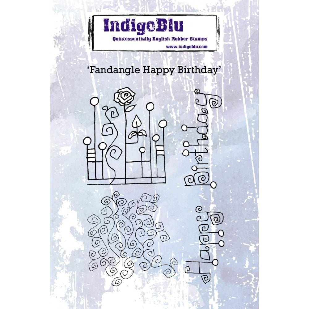 IndigoBlu Fandangle Happy Birthday A6 Rubber Stamp (IND0607) IndigoBlu Fandangle Happy Birthday A6 Rubber Stamp (IND0607)