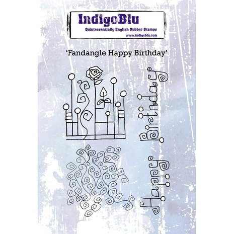 IndigoBlu Fandangle Happy Birthday A6 Rubber Stamp (IND0607) IndigoBlu Fandangle Happy Birthday A6 Rubber Stamp (IND0607)