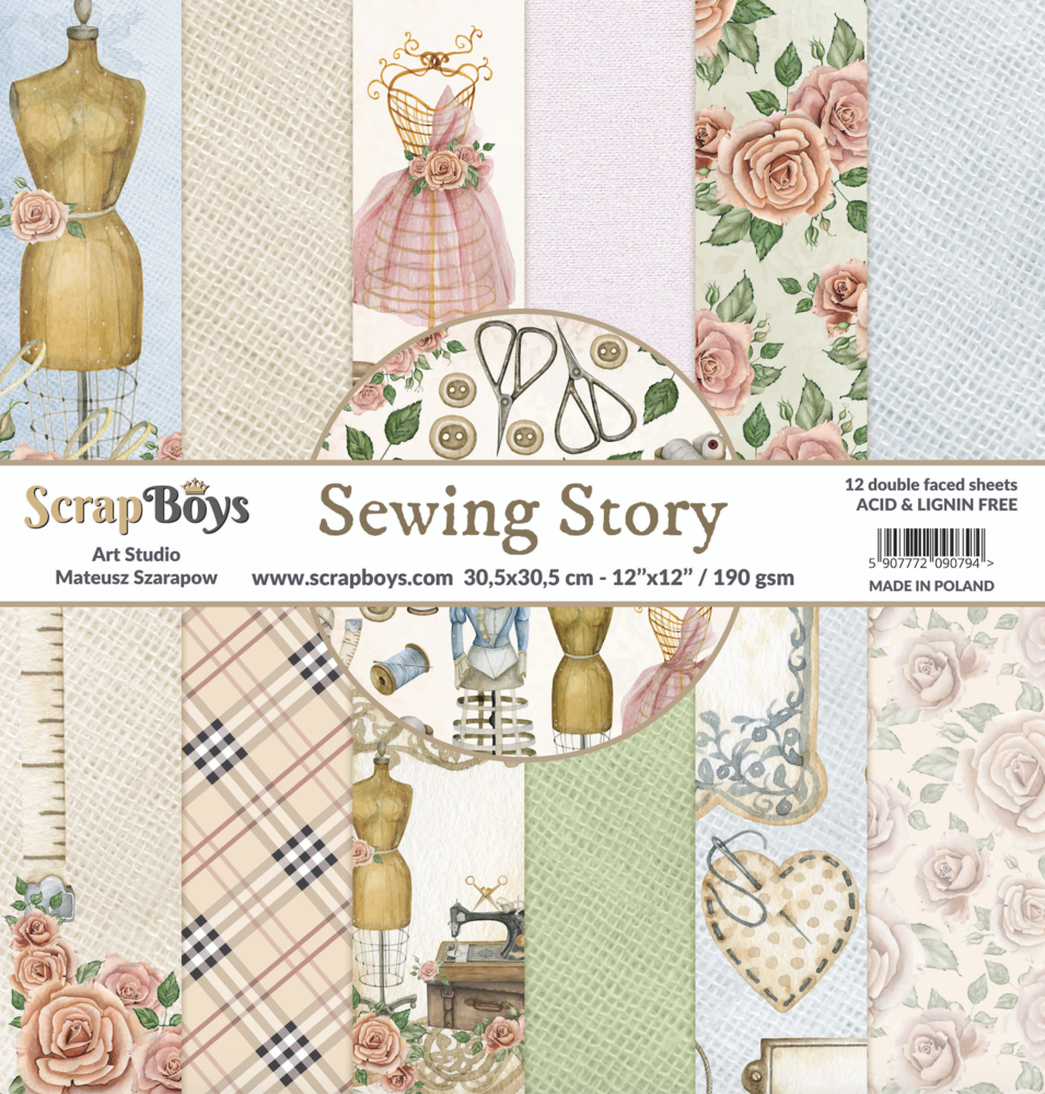ScrapBoys Sewing Love 12x12 Inch Paper Set (SELO-08) ScrapBoys Sewing Love 12x12 Inch Paper Set (SELO-08)