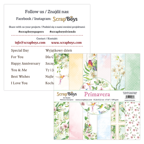 ScrapBoys Primavera 6x6 Inch Paper Pad (PRIM-09)