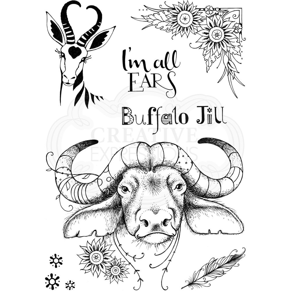 Pink Ink Designs Buffalo Jill A5 Clear Stamp Set (PI063) Pink Ink Designs Buffalo Jill A5 Clear Stamp Set (PI063)