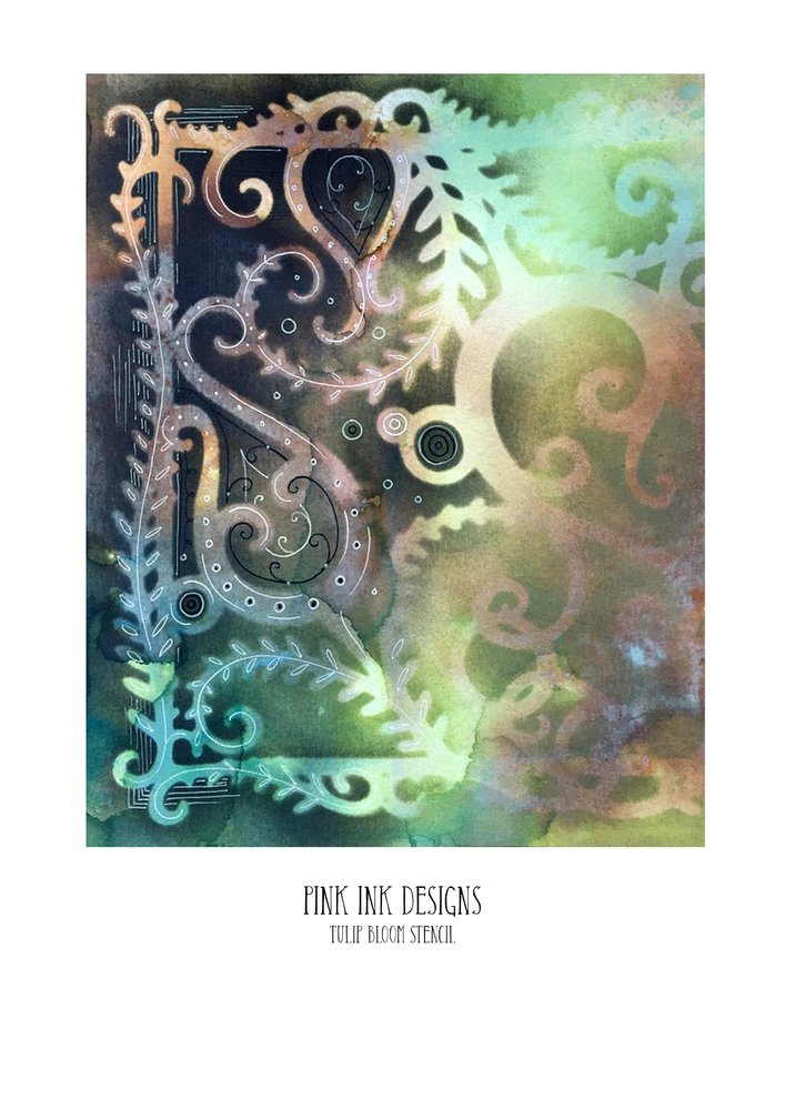 Pink Ink Designs Tulip Bloom 8x8 Inch Masking Stencil (PINKST009)