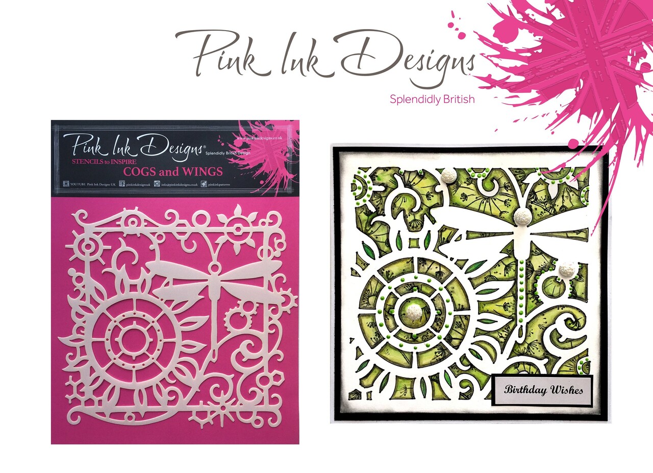 Pink Ink Designs Cogs and Wings 8x8 Inch Masking Stencil (PINKST011) Pink Ink Designs Cogs and Wings 8x8 Inch Masking Stencil (PINKST011)