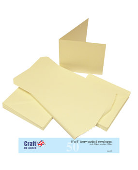 Craft UK Limited Cards & Envelopes 5x5 Inch Ivory (CUK245) Craft UK Limited Cards & Envelopes 5x5 Inch Ivory (CUK245)