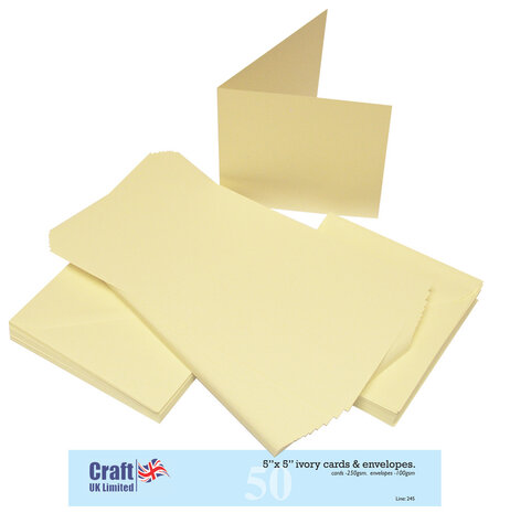 Craft UK Limited Cards & Envelopes 5x5 Inch Ivory (CUK245)
